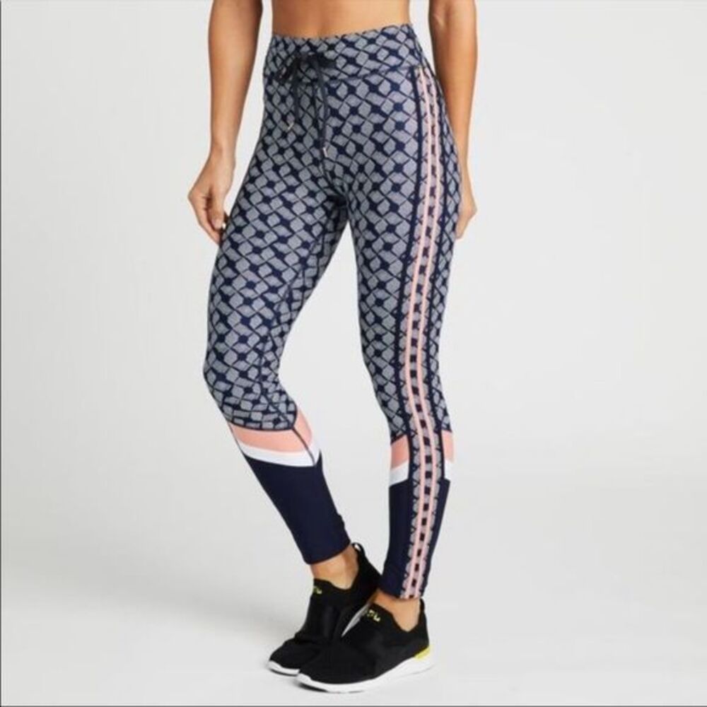 UPSIDE x  SoulCycle Vintage Print blue peach yoga pants EUC 6
